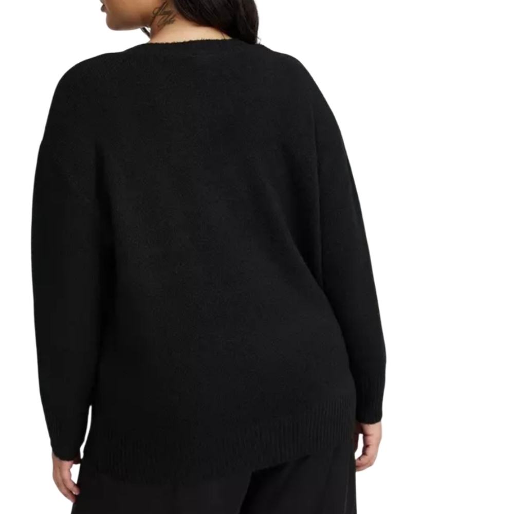 Torrid Black Vegan Cashmere V Neck Sweater   Size 3XL - Picture 3 of 7